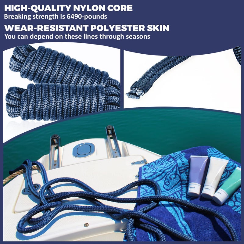 ACY Marine Double Braided Nylon Dockline (Navy, 1/2-Inch x 20-Feet) - Image 3